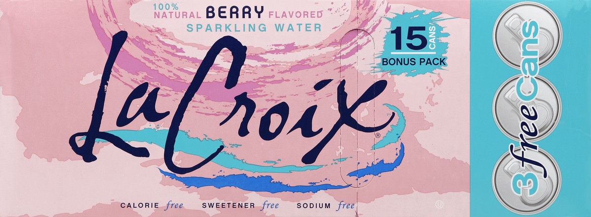 slide 5 of 6, La Croix Berry Flavored Sparkling Water, 15 ct; 12 fl oz