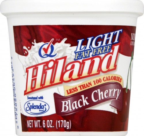 slide 1 of 1, Hiland Dairy Yogurt Fat Free No Sugar Added Black Cherry, 6 oz