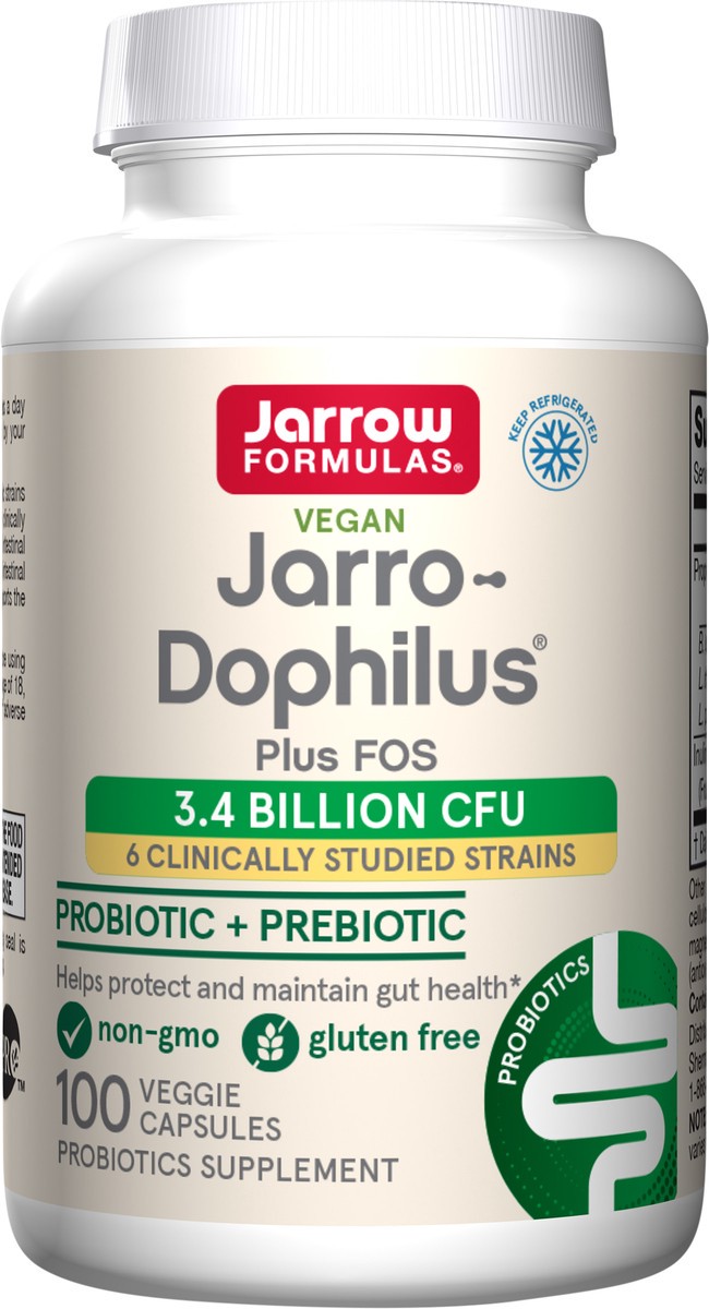 slide 5 of 5, Jarrow Formulas Jarro-Dophilus + FOS - 3.4 Billion CFU Per Serving - Prebiotic & Probiotics Supplement for Immune & Intestine Support - Up to 100 Servings (Veggie Caps) (PACKAGING MAY VARY), 100 ct
