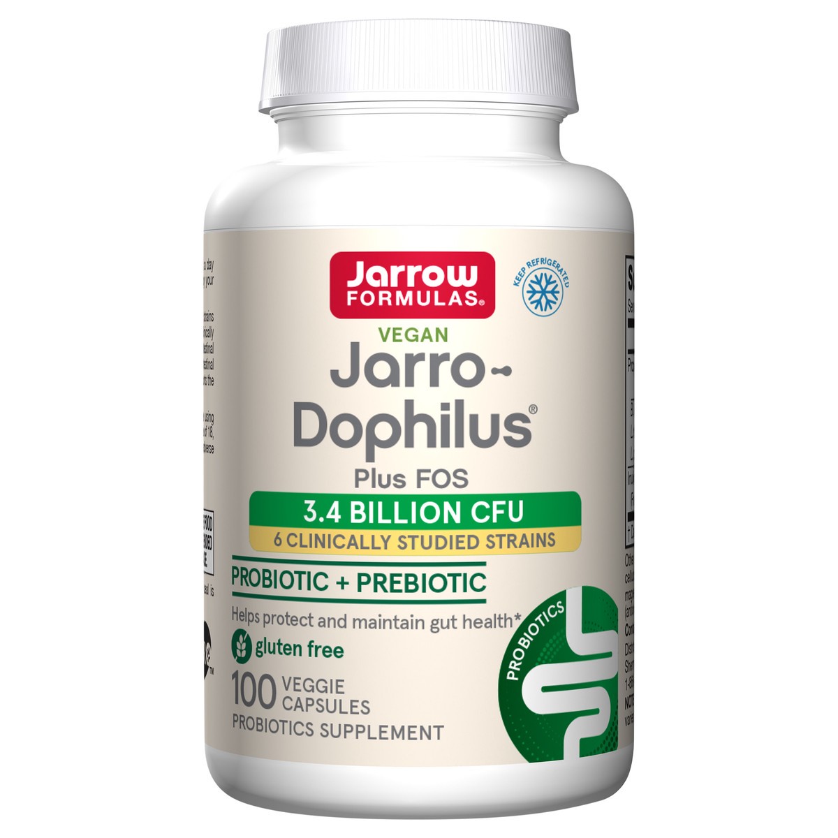 slide 1 of 5, Jarrow Formulas Jarro-Dophilus + FOS - 3.4 Billion CFU Per Serving - Prebiotic & Probiotics Supplement for Immune & Intestine Support - Up to 100 Servings (Veggie Caps) (PACKAGING MAY VARY), 100 ct