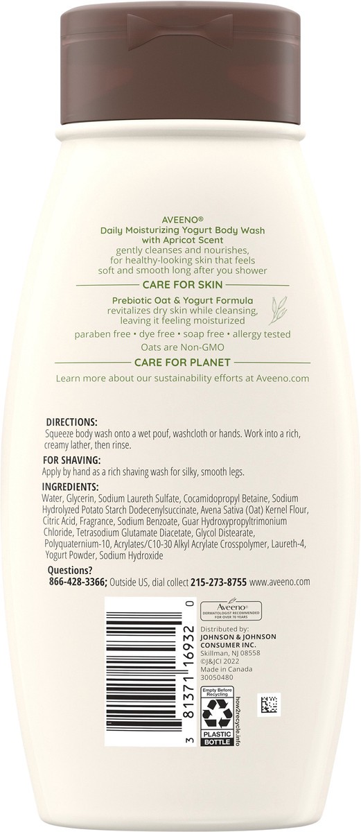 slide 6 of 7, Aveeno Daily Moisturizing Yogurt Body Wash with Apricot, 18 fl oz