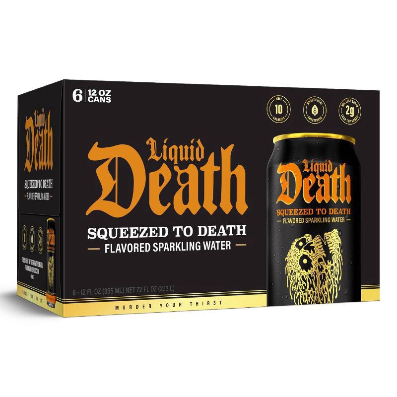 slide 3 of 6, Liquid Death Squeezed to Death Sparkling Water - 6pk/12 fl oz Cans, 6 ct; 12 fl oz
