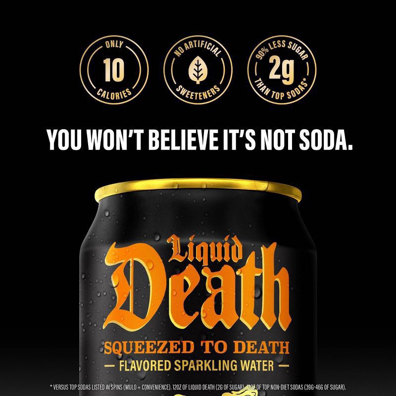 slide 4 of 6, Liquid Death Squeezed to Death Sparkling Water - 6pk/12 fl oz Cans, 6 ct; 12 fl oz