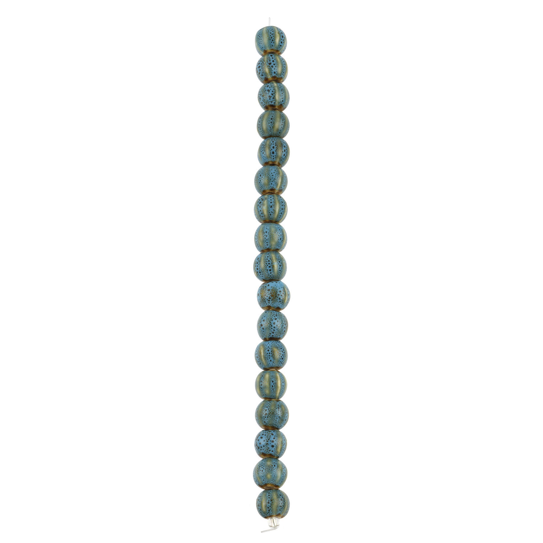 slide 2 of 3, Turquoise Ceramic Round Melon Beads, 10mm By Bead Landing, 10mm