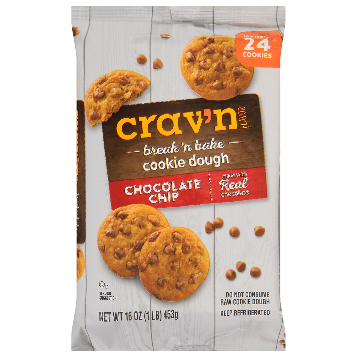 slide 1 of 1, Crav'n Flavor Break 'N Bake Chocolate Chip Cookie Dough 16 oz, 16 oz