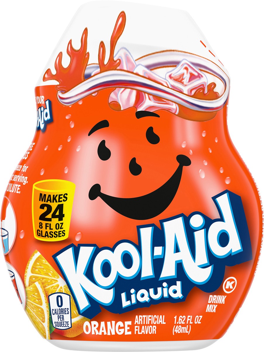 slide 5 of 9, Kool-Aid Liquid Orange Artificially Flavored Soft Drink Mix, 1.62 fl oz Bottle, 1.62 fl oz