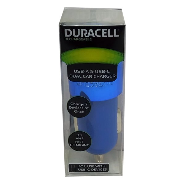 slide 1 of 2, Duracell Dual Car Charger, Blue, Le2320, 1 ct