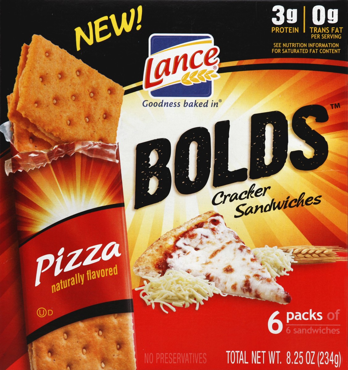 slide 4 of 5, Lance Bolds Pizza Flavor Cracker Sandwiches, 6 ct