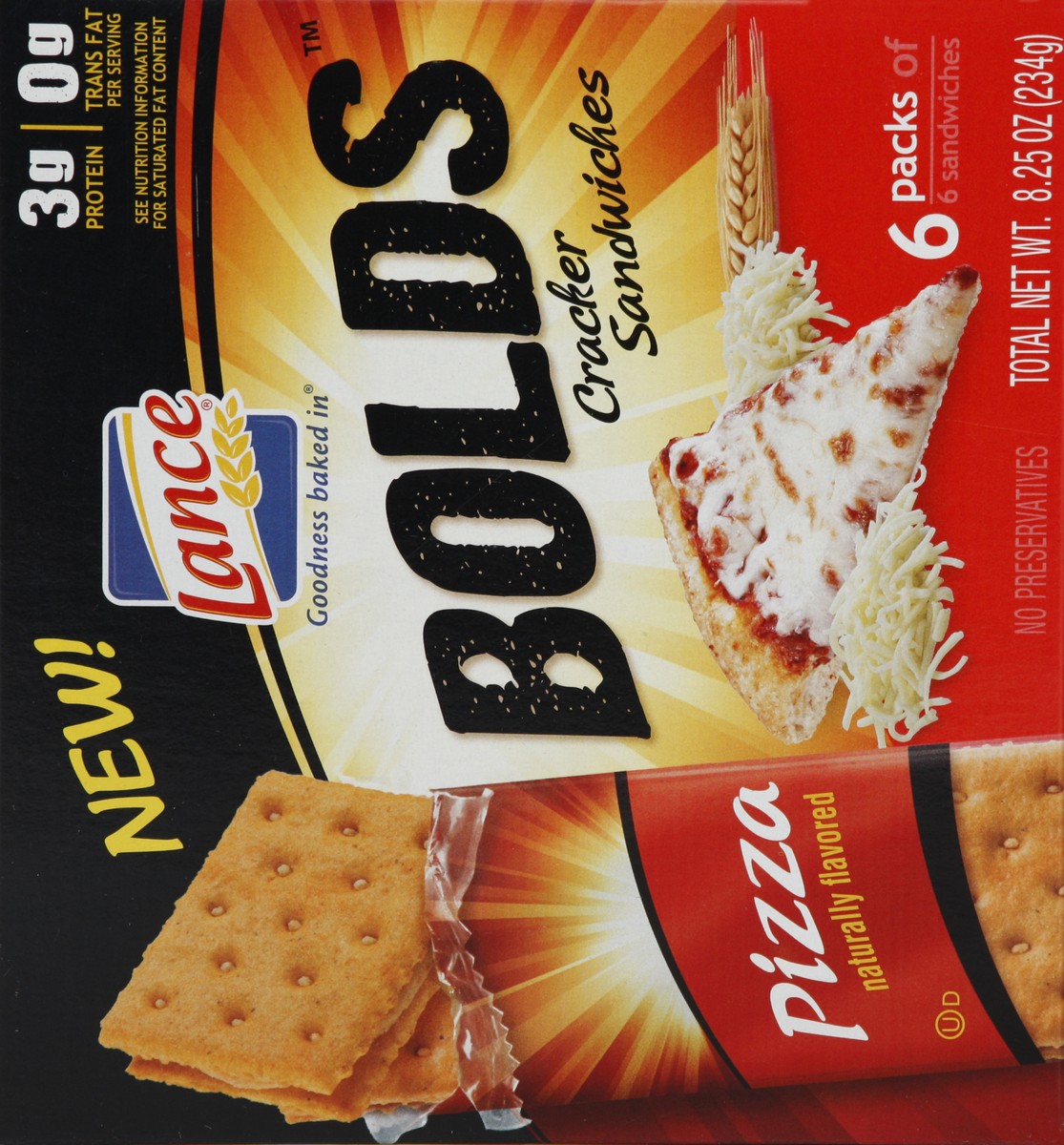 slide 5 of 5, Lance Bolds Pizza Flavor Cracker Sandwiches, 6 ct