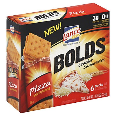 slide 1 of 5, Lance Bolds Pizza Flavor Cracker Sandwiches, 6 ct