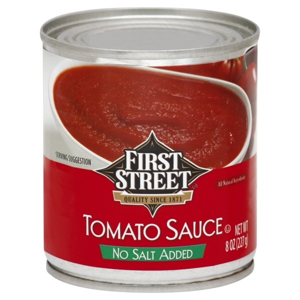 slide 1 of 1, First Street Tomato Sauce No Salt, 8 oz