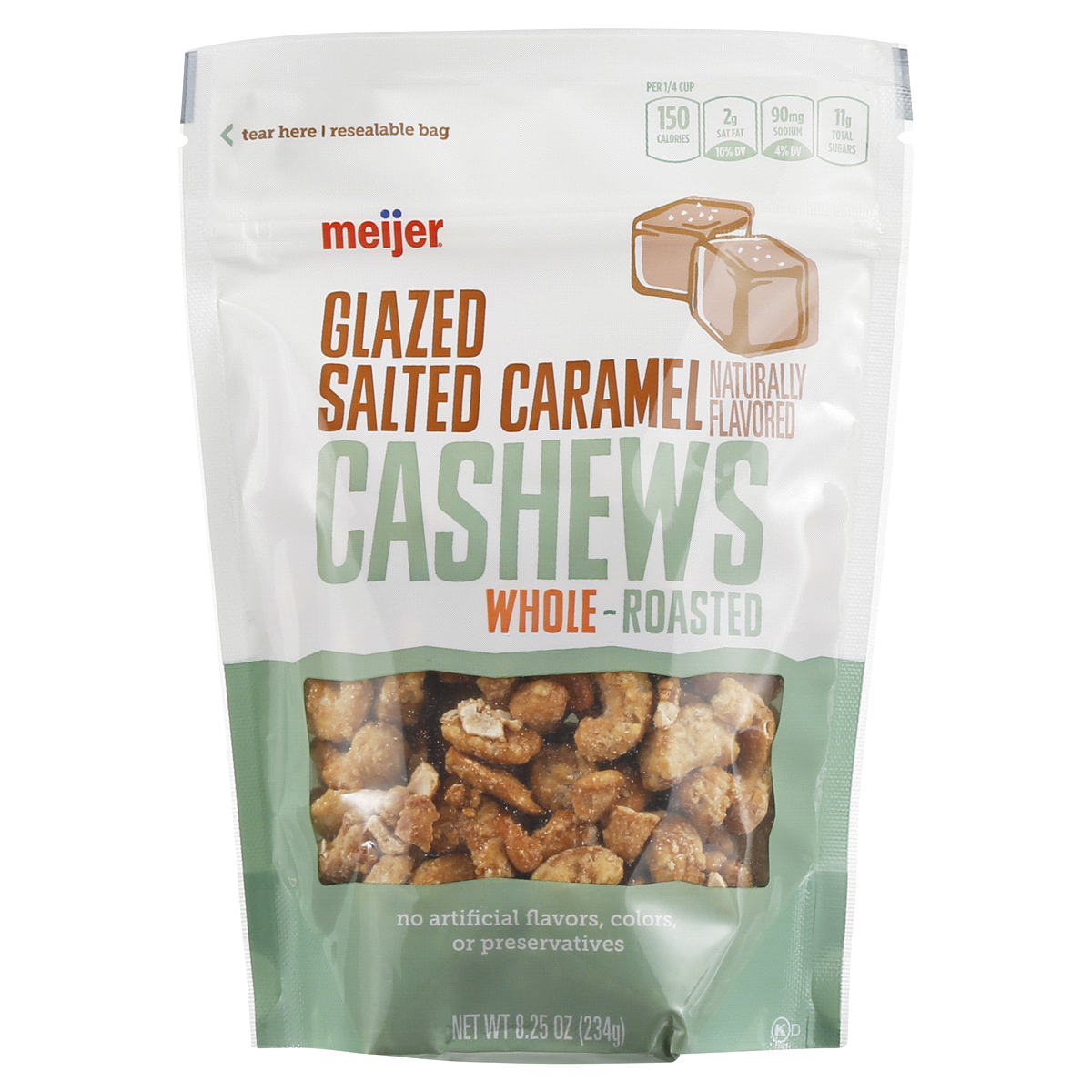 slide 1 of 5, Meijer Glazed Salted Caramel Whole Cashews, 8.25 oz