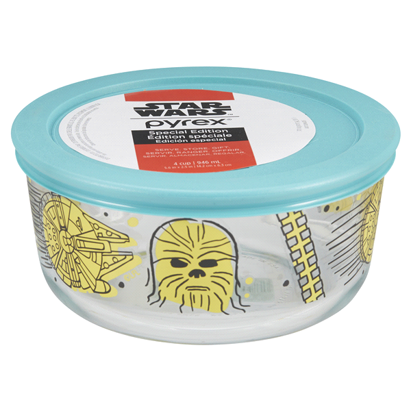 slide 1 of 1, Pyrex Star Wars Chewbacca Food Storage Container With Lid - Clear/Blue, 2 ct