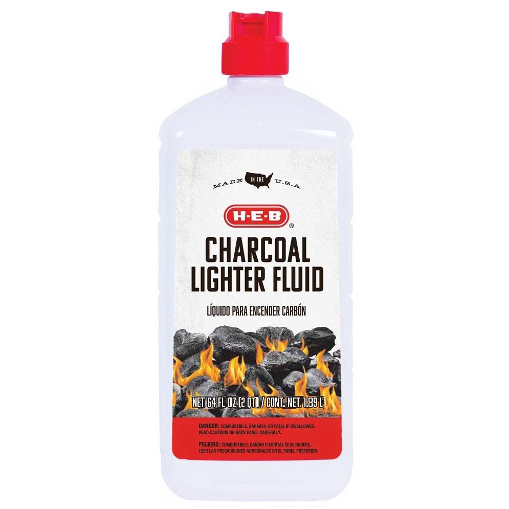 slide 1 of 1, H-E-B Odorless Charcoal Lighter Fluid, 64 oz