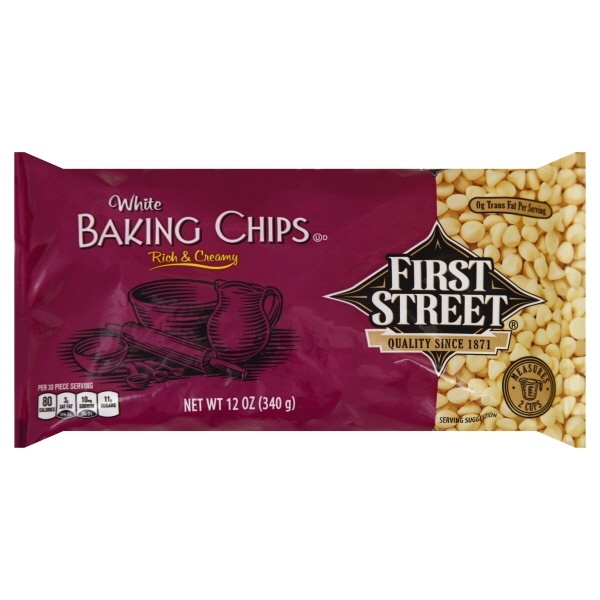 slide 1 of 1, First Street White Baking Chips, 12 oz