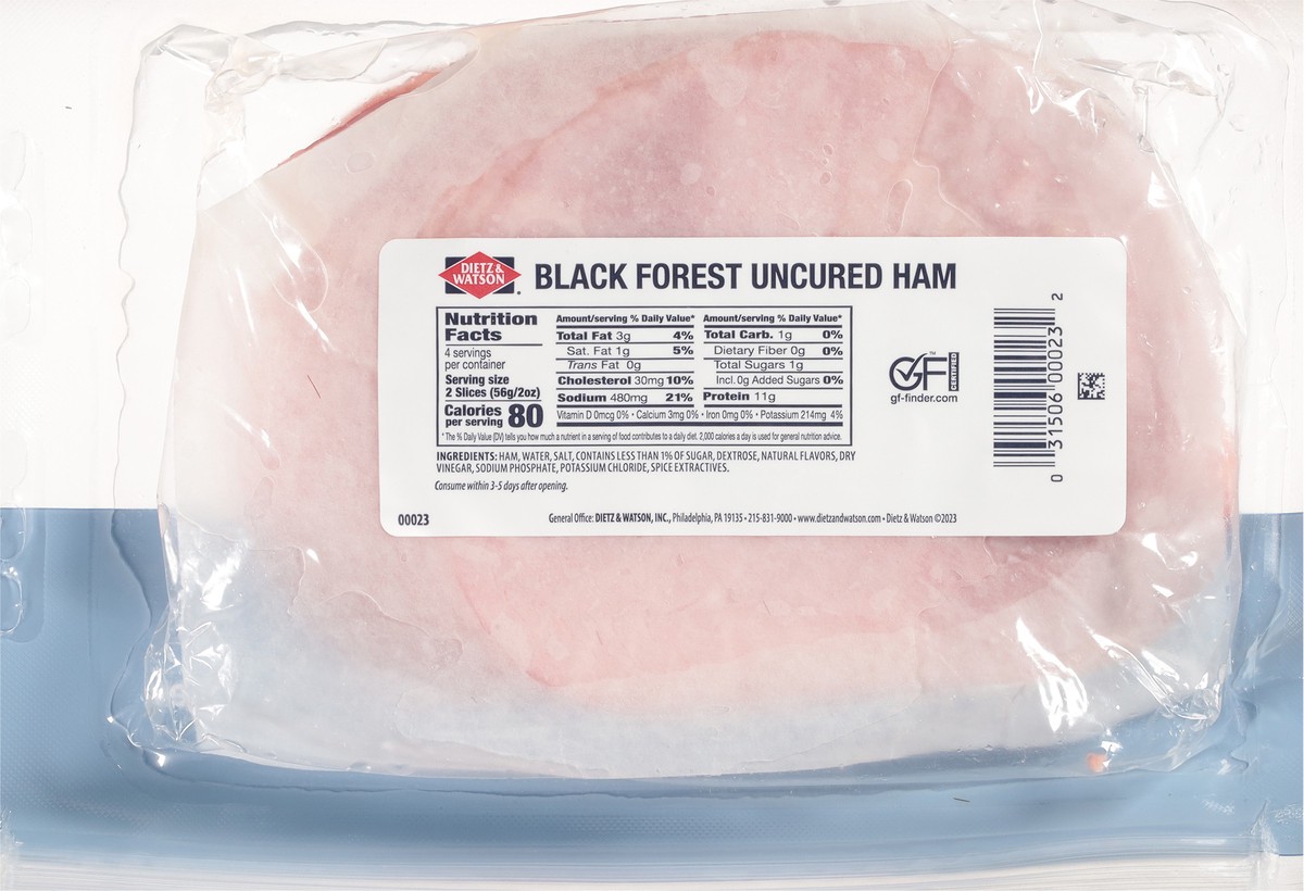 slide 11 of 13, Dietz & Watson Uncured Black Forest Ham 8 oz, 8 oz