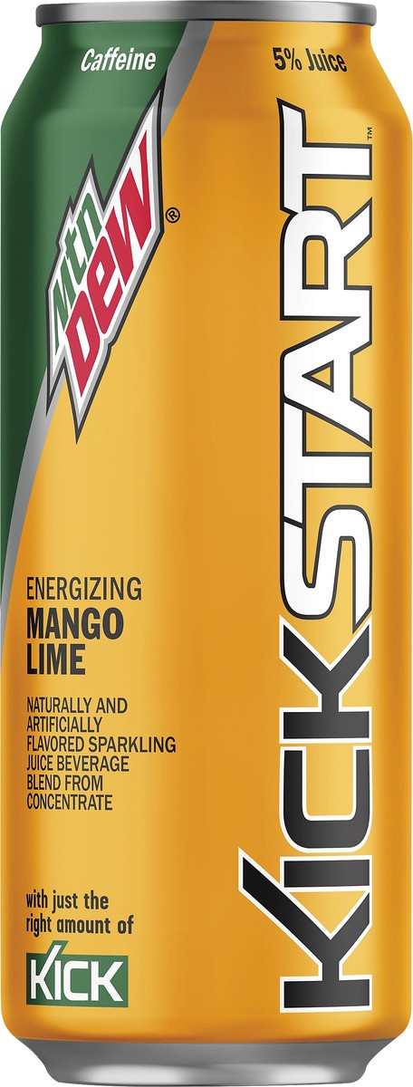 slide 1 of 4, Mountain Dew KickStart Energizing Mango Lime Soda - 16 oz, 16 oz