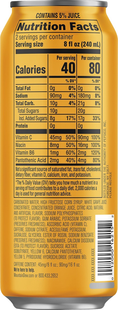 slide 4 of 4, Mountain Dew KickStart Energizing Mango Lime Soda - 16 oz, 16 oz