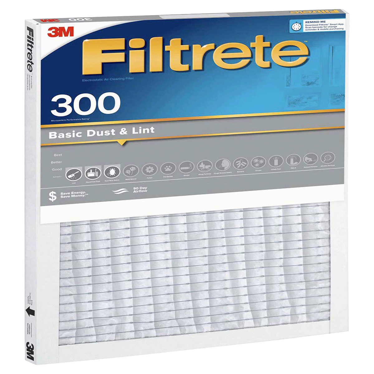 slide 7 of 29, 3M Filtrete Basic Dust & Lint Air Filter, 300 MPR,, 16 in. x 20 in. x 1 in., 1 ct