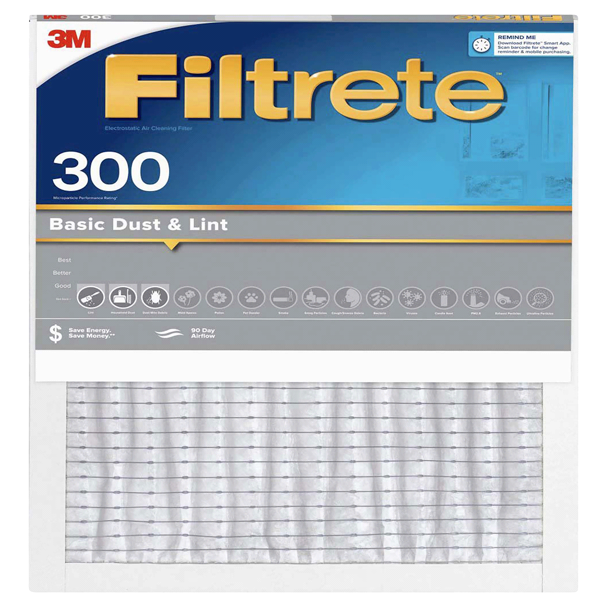 slide 1 of 29, 3M Filtrete Basic Dust & Lint Air Filter, 300 MPR,, 16 in. x 20 in. x 1 in., 1 ct