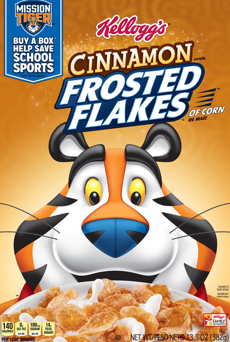slide 8 of 10, Kellogg's Frosted Flakes Cinnamon Cold Breakfast Cereal, 13.5 oz