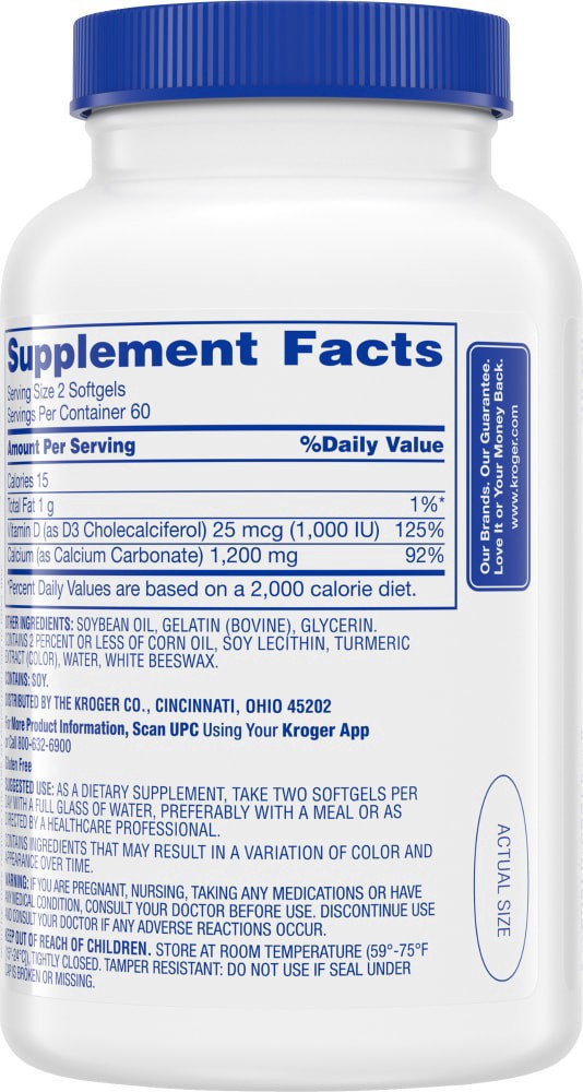 slide 3 of 3, Kroger Calcium With Vitamin D Softgels, 120 ct