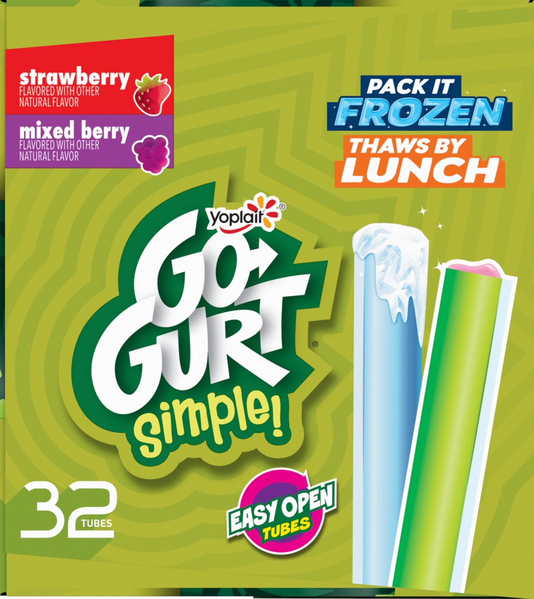 slide 10 of 13, Yoplait Go-Gurt, Strawberry & Mixed Berry Yogurt Variety Pack, 32 ct, 72 oz, 32 ct