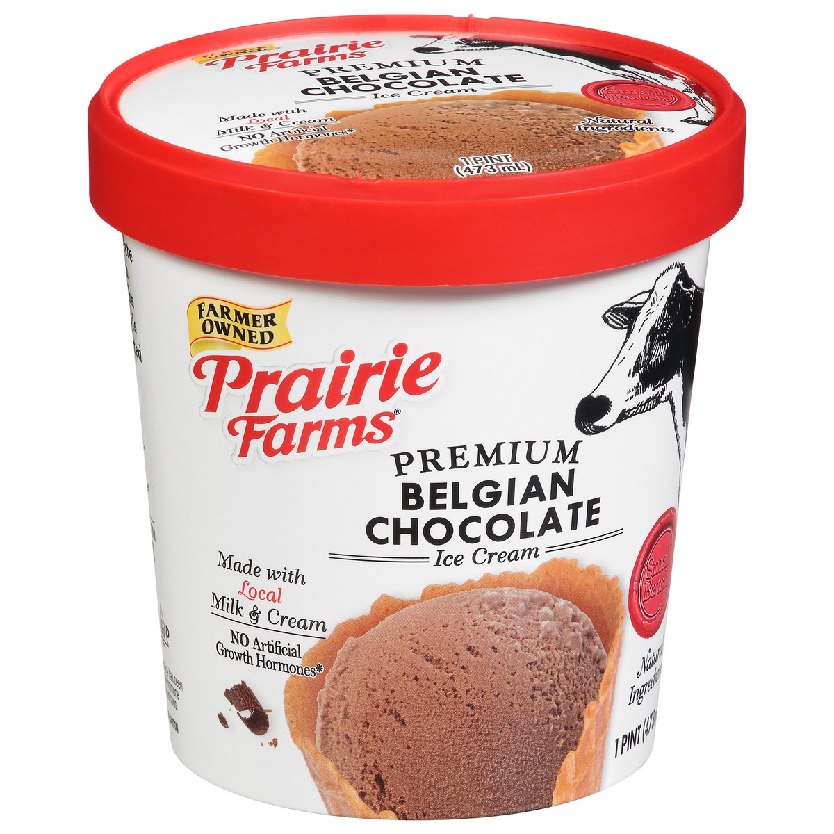 slide 5 of 9, Prairie Farms Premium Belgian Chocolate Ice Cream 1 pt Cup\Tub, 1 pint