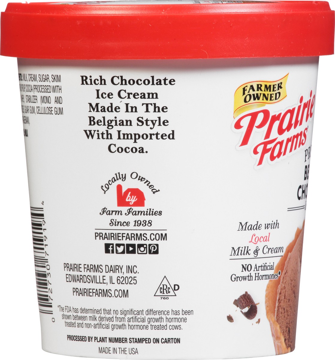 slide 6 of 9, Prairie Farms Premium Belgian Chocolate Ice Cream 1 pt Cup\Tub, 1 pint