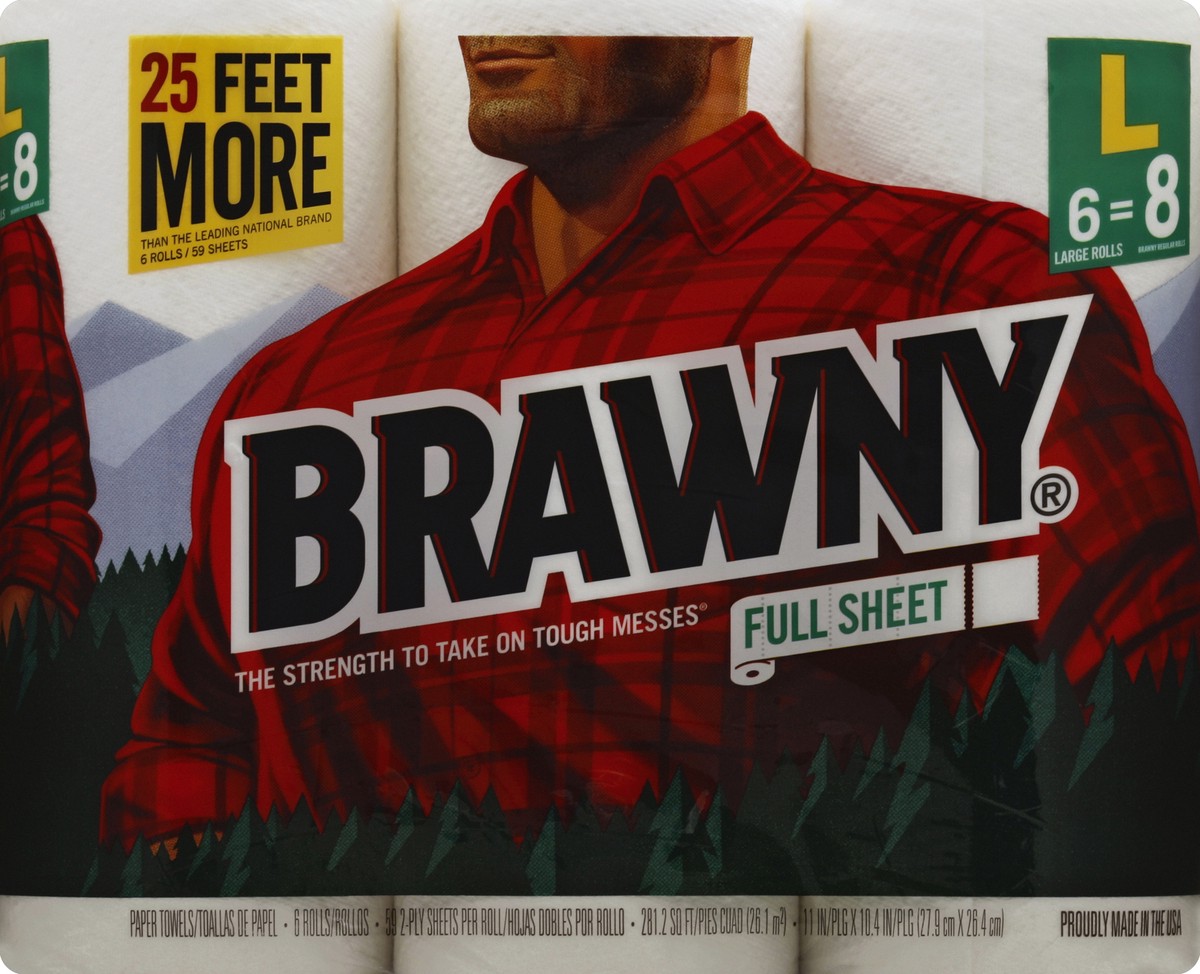 slide 4 of 4, Brawny Large Full Sheet Paper Towels, 6 ct