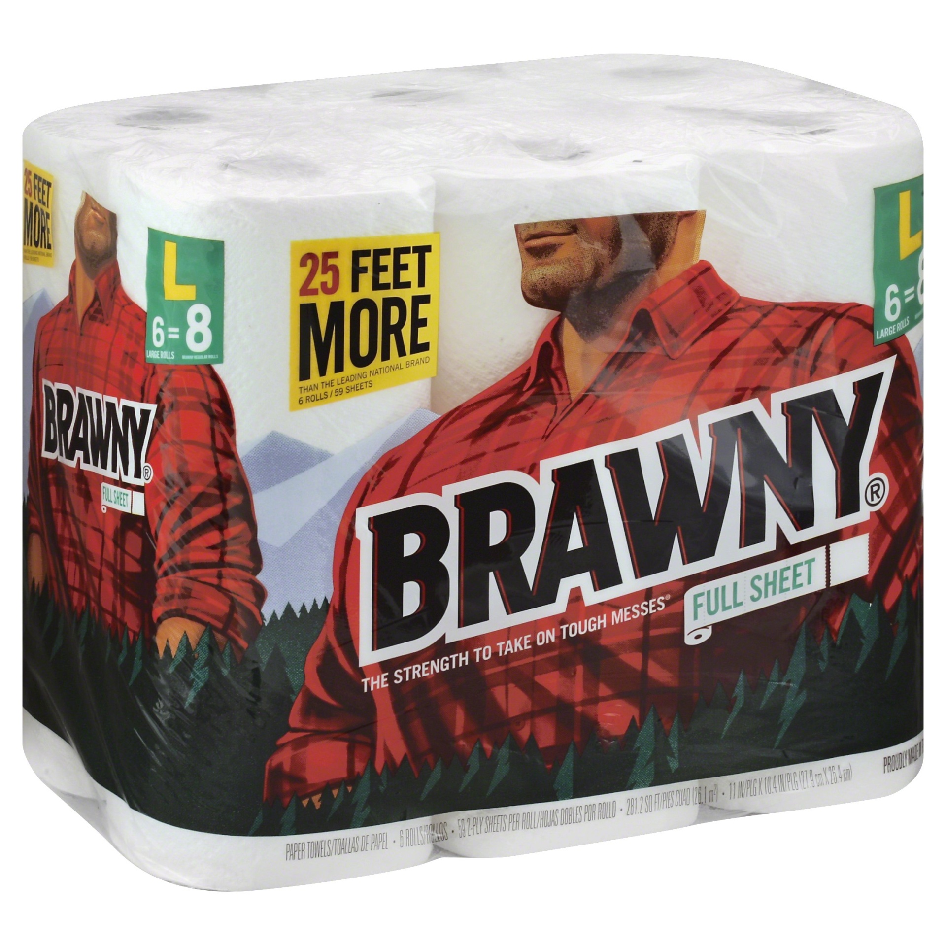 slide 1 of 4, Brawny Large Full Sheet Paper Towels, 6 ct