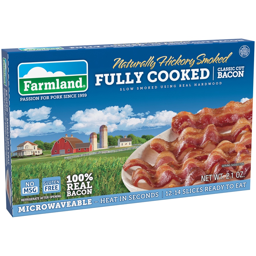 slide 1 of 1, Farmland Naturally Hickory Smoked Fully Cooked Classic Cut Bacon, 2.1 oz