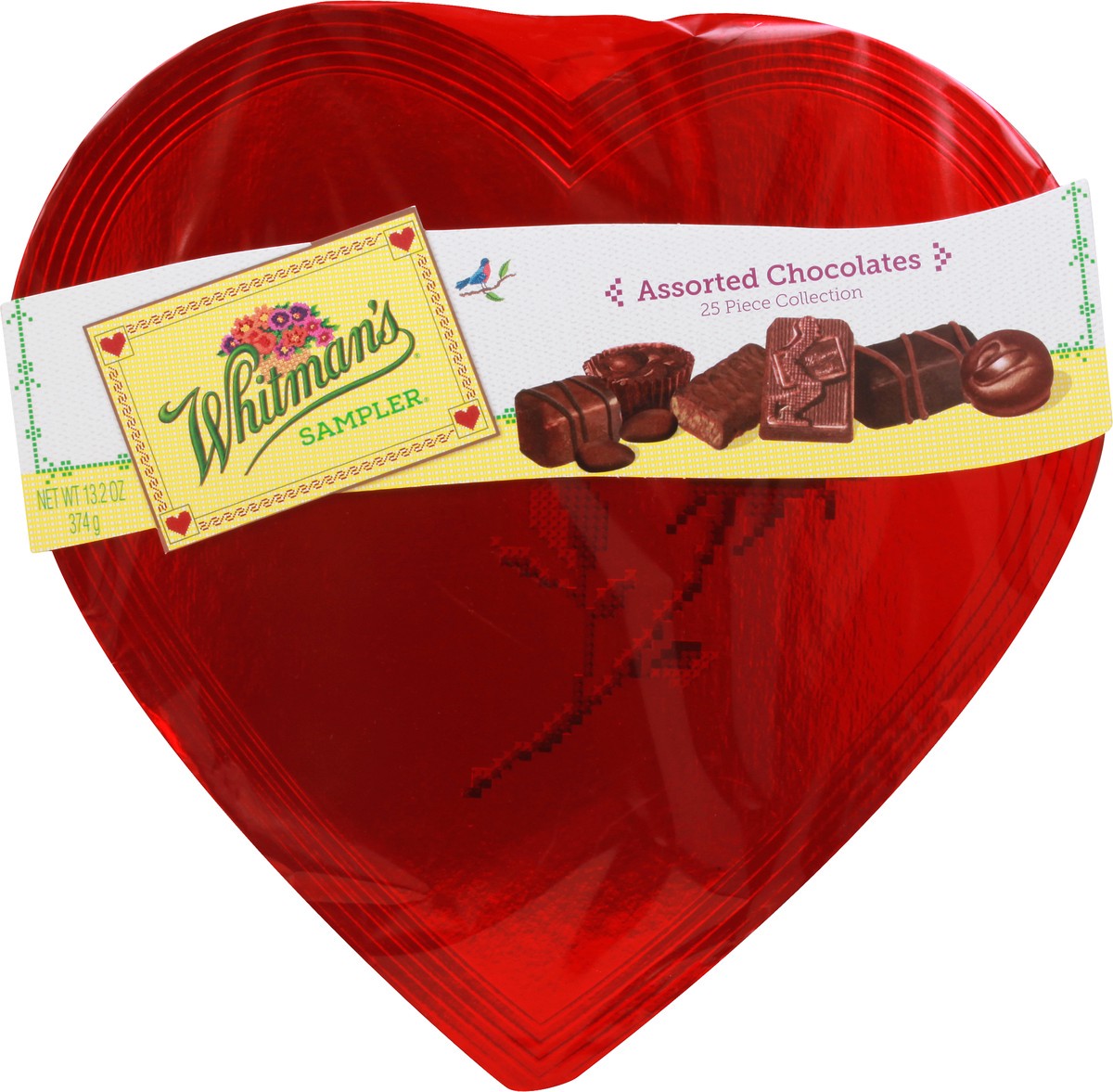 slide 5 of 6, Whitman's Red Chocolate Sampler Heart, 13.2 oz