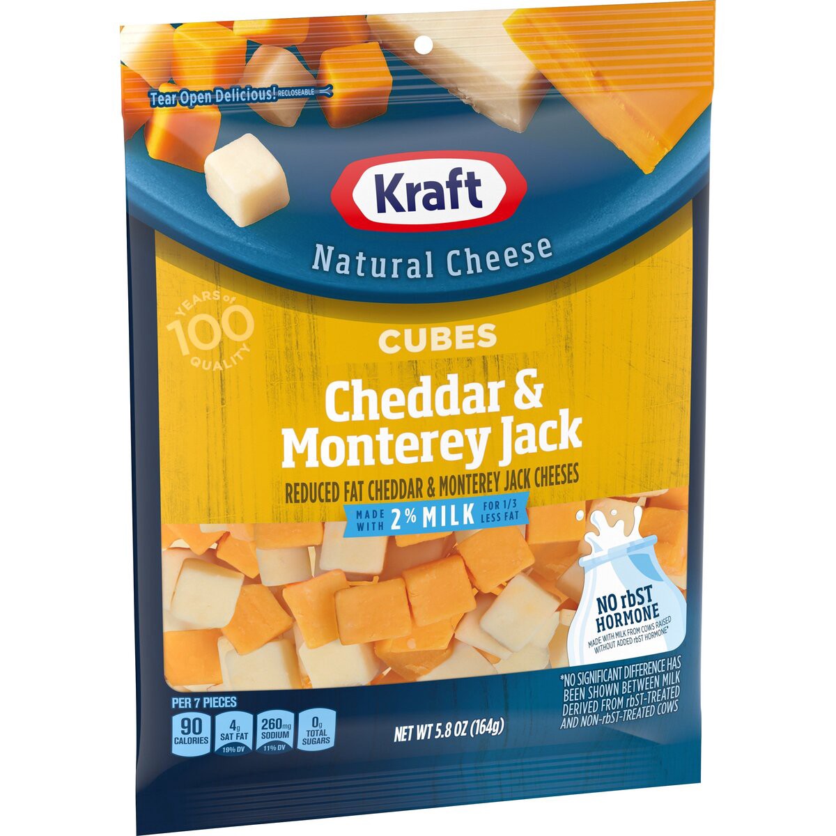 slide 7 of 8, Kraft Cheddar & Monterey Jack Cheese Cubes with 2% Milk, 5.8 oz Bag, 5.8 oz