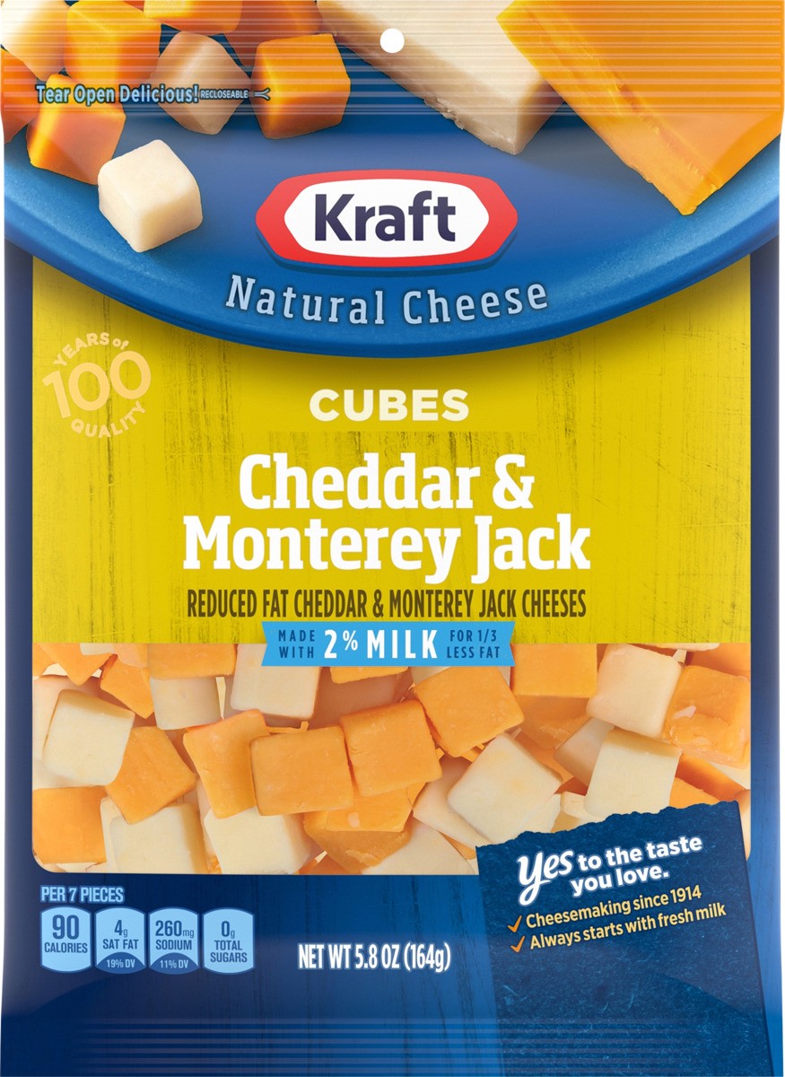 slide 5 of 8, Kraft Cheddar & Monterey Jack Cheese Cubes with 2% Milk, 5.8 oz Bag, 5.8 oz