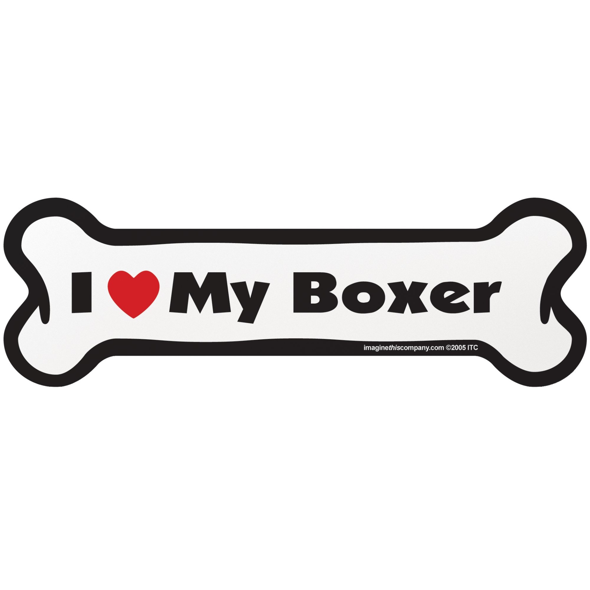 slide 1 of 1, Imagine This "I Love My Boxer" Bone Car Magnet, SM