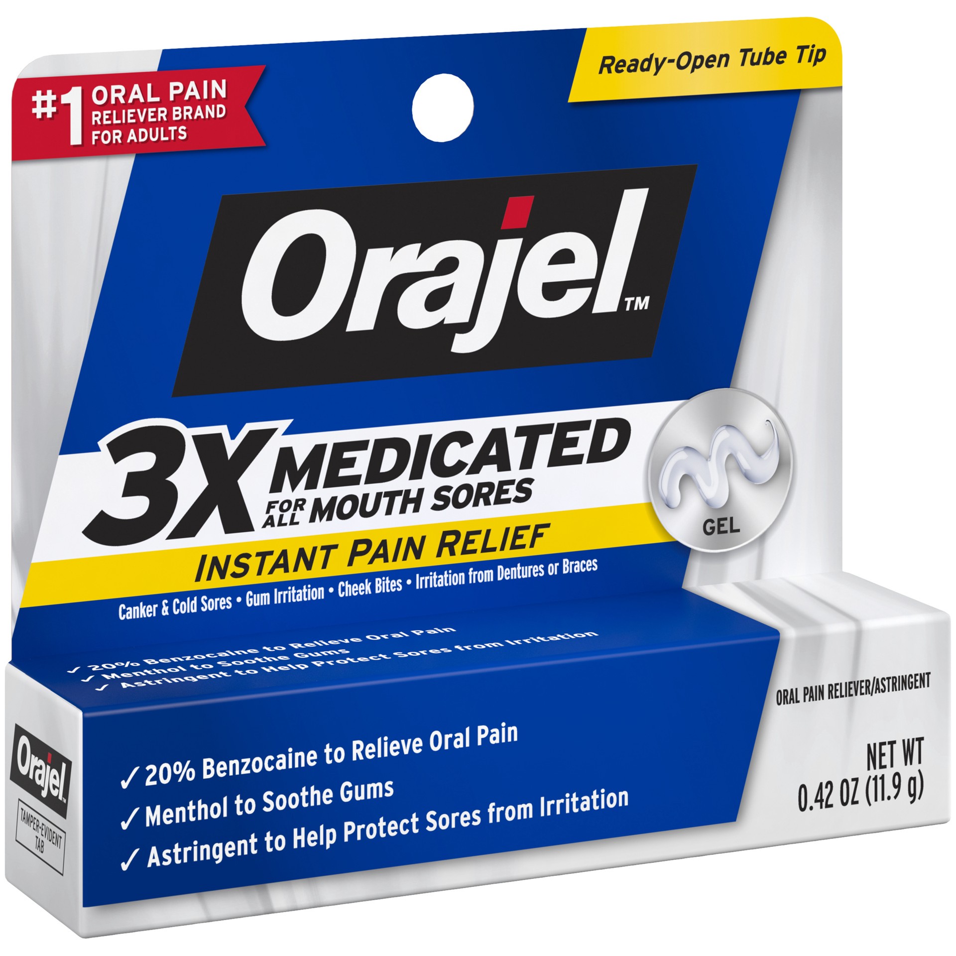 slide 3 of 4, Orajel Instant Pain Relief Gel Oral Pain Reliever/Astringent 0.42 oz, 0.42 oz