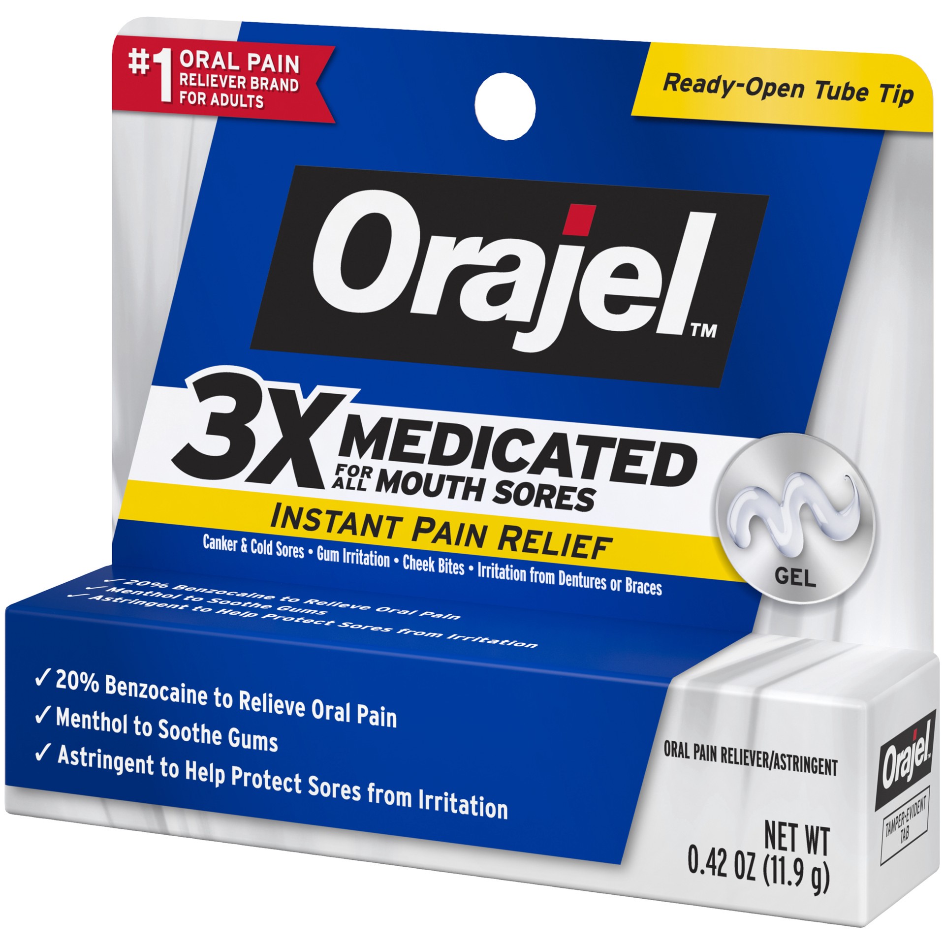 slide 4 of 4, Orajel Instant Pain Relief Gel Oral Pain Reliever/Astringent 0.42 oz, 0.42 oz