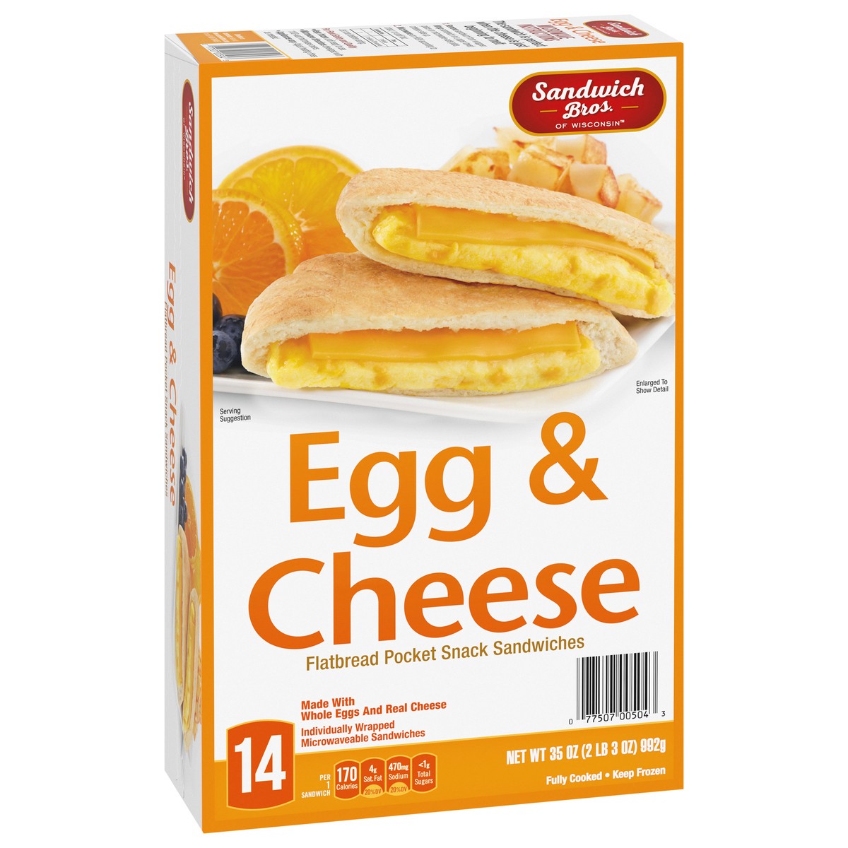 slide 2 of 9, Sandwich Bros. Sandwich Bros Egg and Cheese, Frozen Breakfast Sandwich, 14 Count, 35 oz, 35 oz