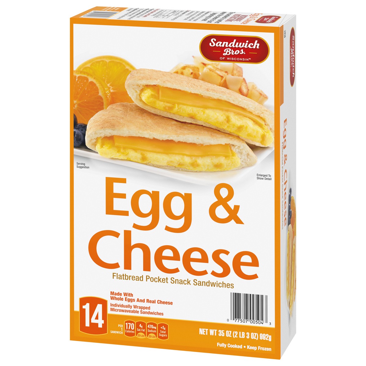 slide 6 of 9, Sandwich Bros. Sandwich Bros Egg and Cheese, Frozen Breakfast Sandwich, 14 Count, 35 oz, 35 oz