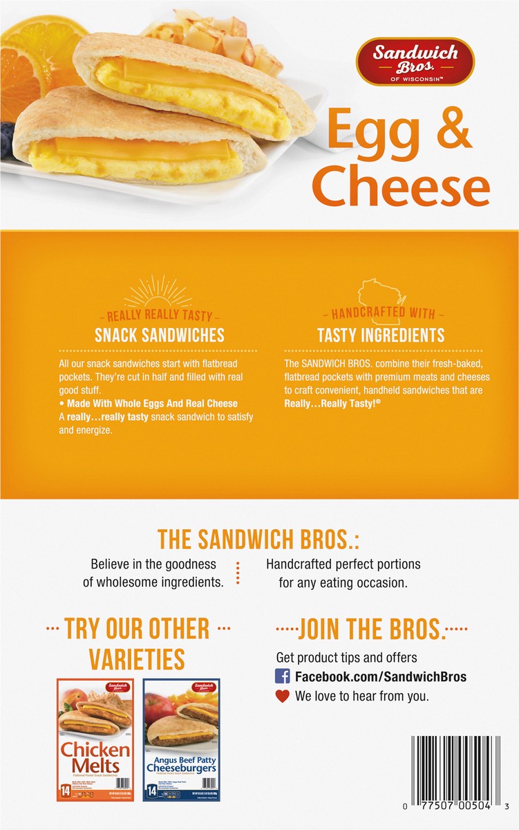 slide 3 of 9, Sandwich Bros. Sandwich Bros Egg and Cheese, Frozen Breakfast Sandwich, 14 Count, 35 oz, 35 oz