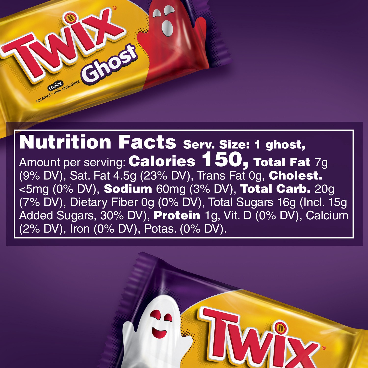 slide 2 of 8, TWIX, Caramel Halloween Candy Ghost Singles Bar, 1.06 Oz, 1.06 oz