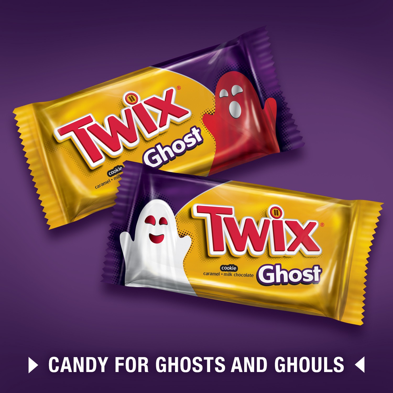 slide 3 of 8, TWIX, Caramel Halloween Candy Ghost Singles Bar, 1.06 Oz, 1.06 oz