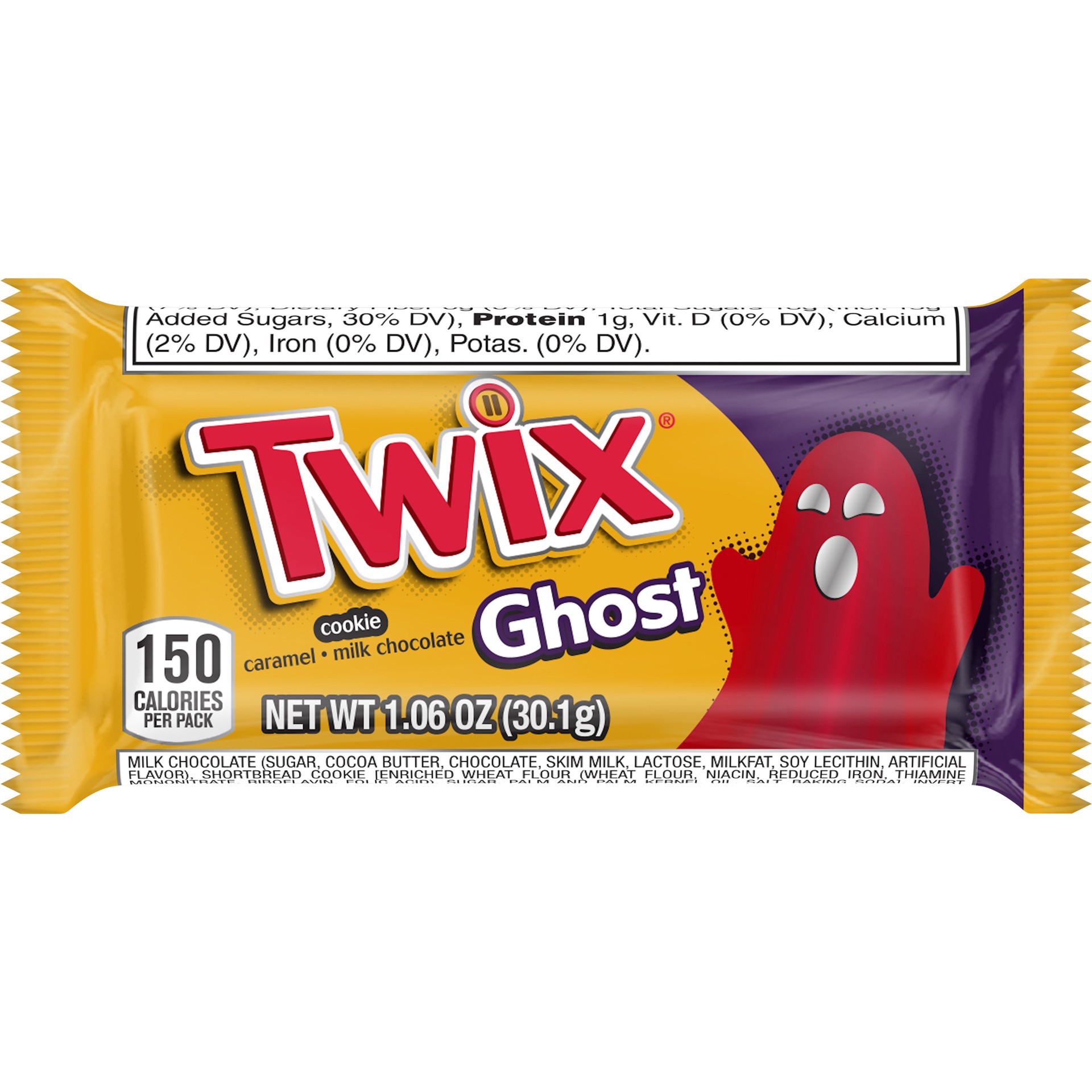 slide 1 of 8, TWIX, Caramel Halloween Candy Ghost Singles Bar, 1.06 Oz, 1.06 oz