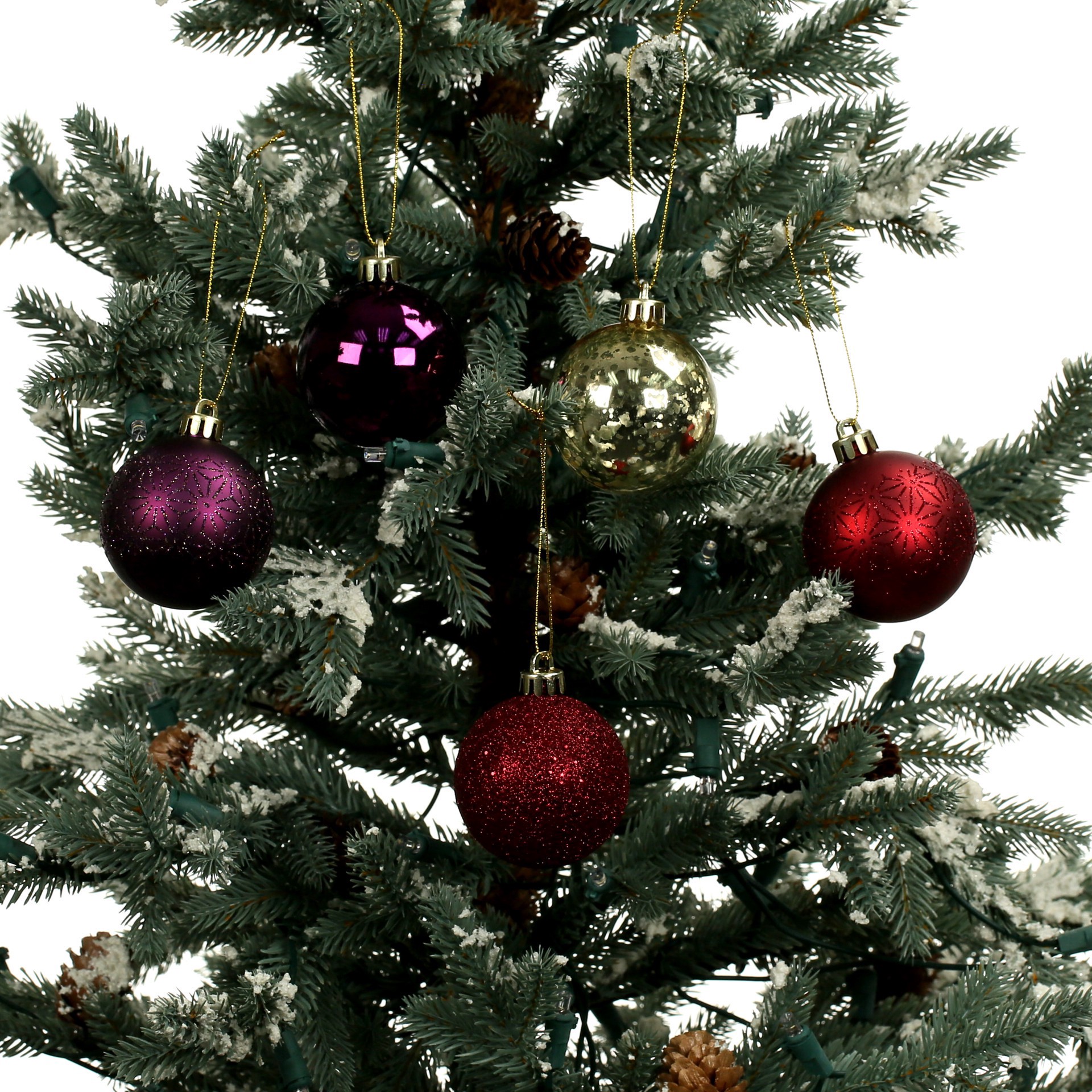 slide 3 of 3, 5 Pack 2.2" Burgundy, Red & Gold Shatterproof Ball Ornaments By Ashland, 5 ct