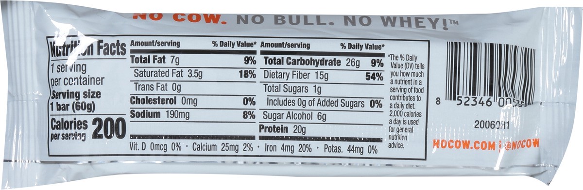 slide 6 of 9, No Cow Dipped Chocolate Peanut Butter Cup Protein Bar 2.12 oz, 1 ct