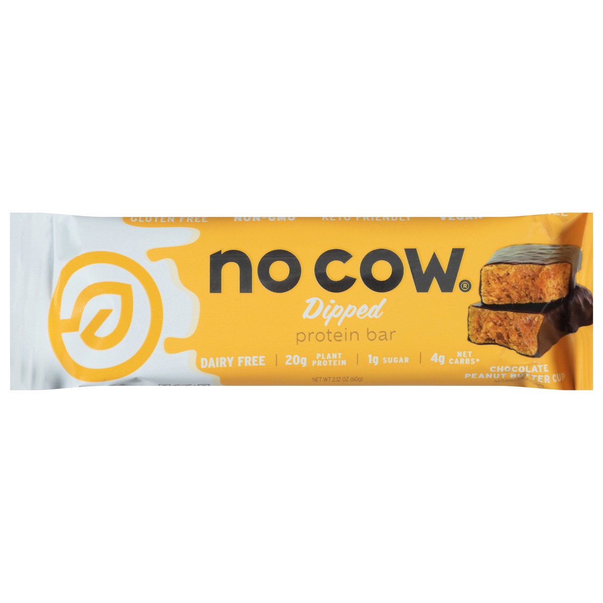 slide 1 of 9, No Cow Dipped Chocolate Peanut Butter Cup Protein Bar 2.12 oz, 1 ct