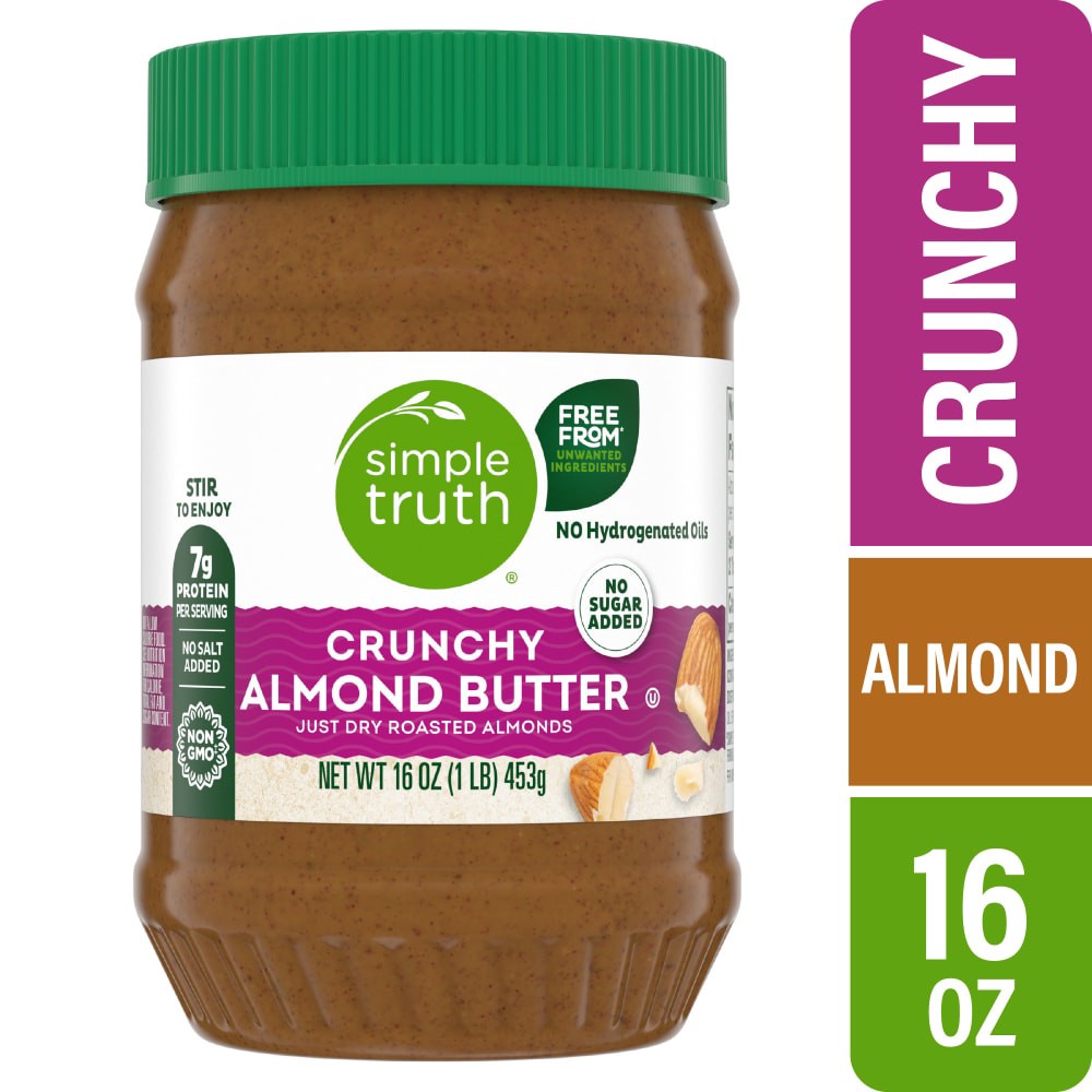 slide 1 of 3, Simple Truth Crunchy Almond Butter, 16 oz