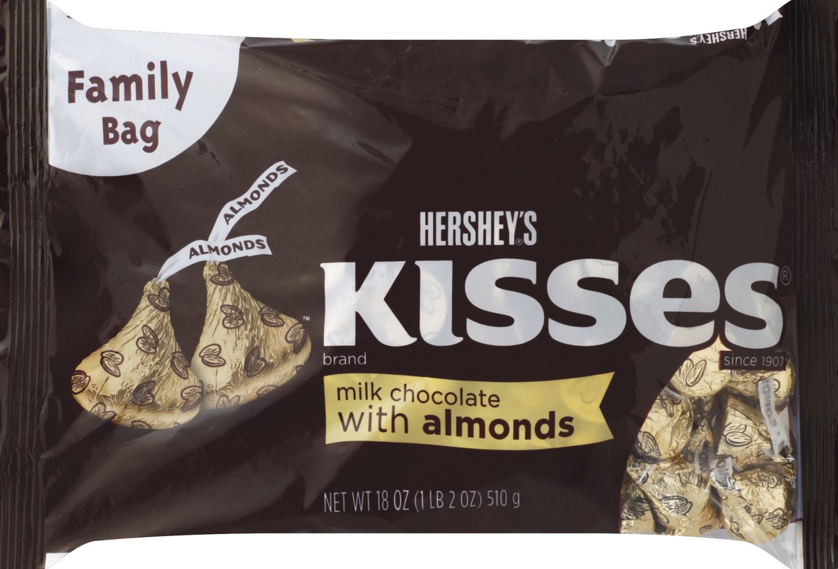 slide 5 of 5, Hershey's Kisses Milk Chocolate With Almonds, 18 oz