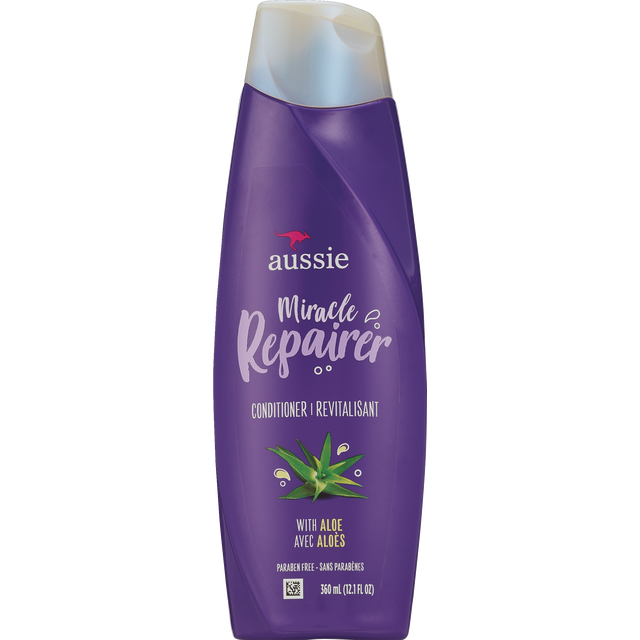 slide 1 of 1, Aussie Miracle Repairer Conditioner with Aloe for All Hair Types, Paraben Free, 12.1 fl oz, 360 mL, 12.10 fl oz
